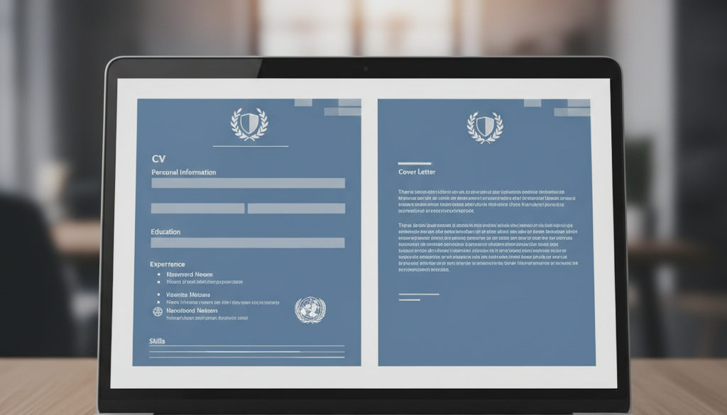 Écran d'ordinateur montrant un CV et une lettre de motivation.