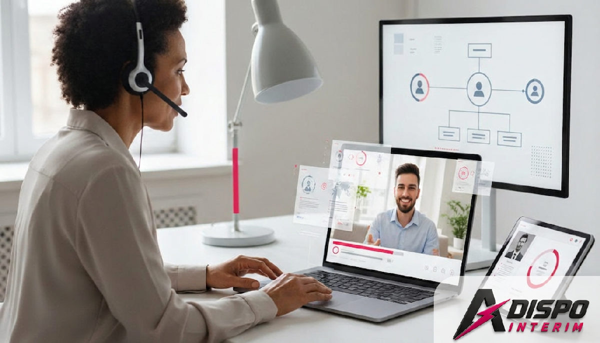 Entretien d'embauche à distance avec un candidat étranger et outils de recrutement.
