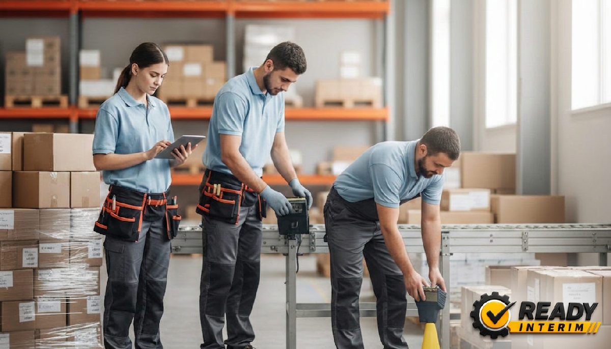 renforcer équipes soldes été techniciens roumains - Équipe d'entrepôt préparant activement les soldes d'été.