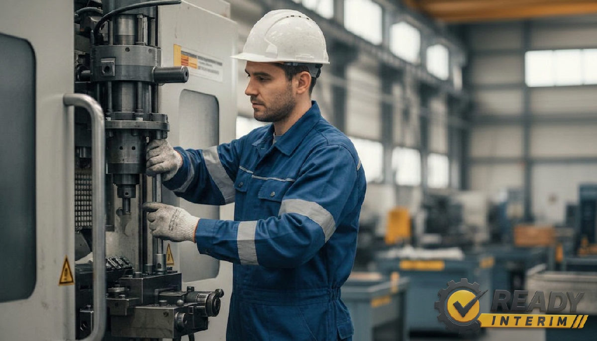 Technicien roumain expérimenté effectuant la maintenance dans une usine.