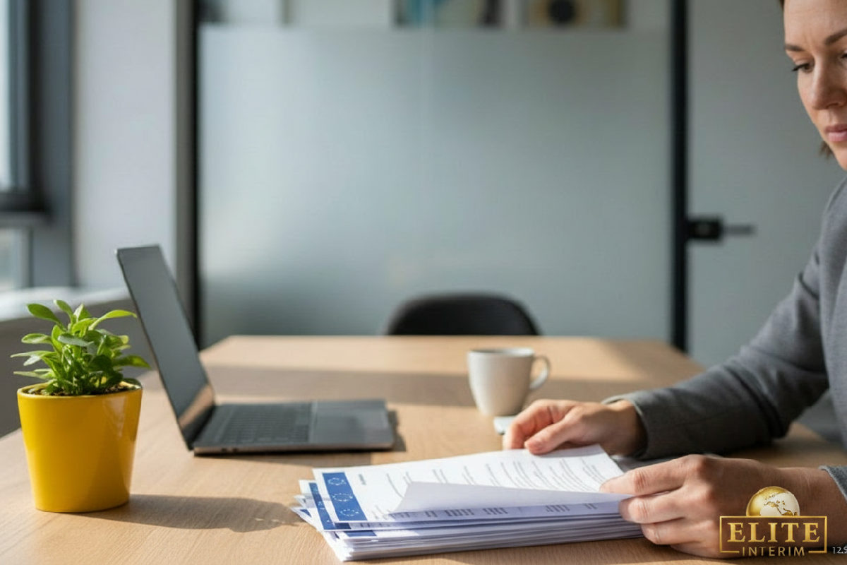 Recruteur examinant des CV pour talents européens.