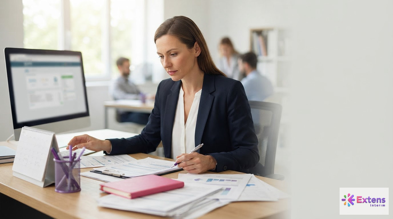 Un responsable RH consultant des documents administratifs pour gérer un détachement.