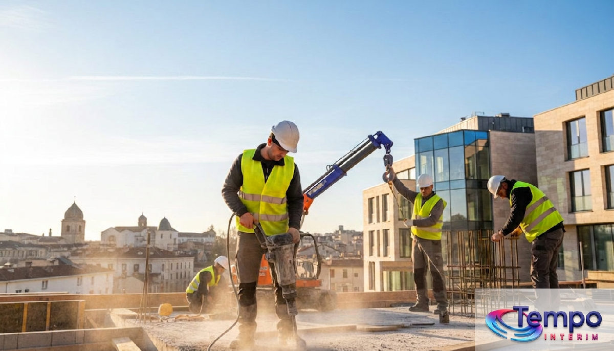 Fête Nationale travailleurs roumains détachés Montpellier - Ouvriers roumains travaillant sur un chantier à Montpellier