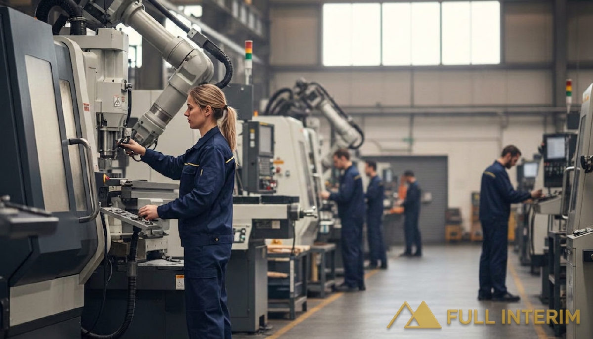 détachement personnel industrie France - Vue d'une usine industrielle française animée et de ses ouvriers qualifiés.