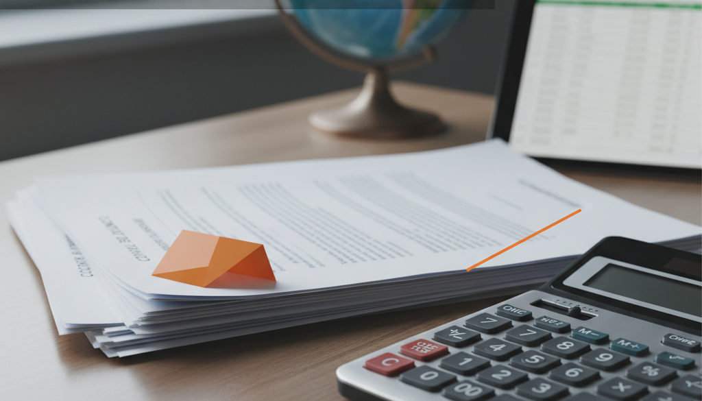 Contrat de travail et calculatrice, illustrant l'optimisation des coûts.