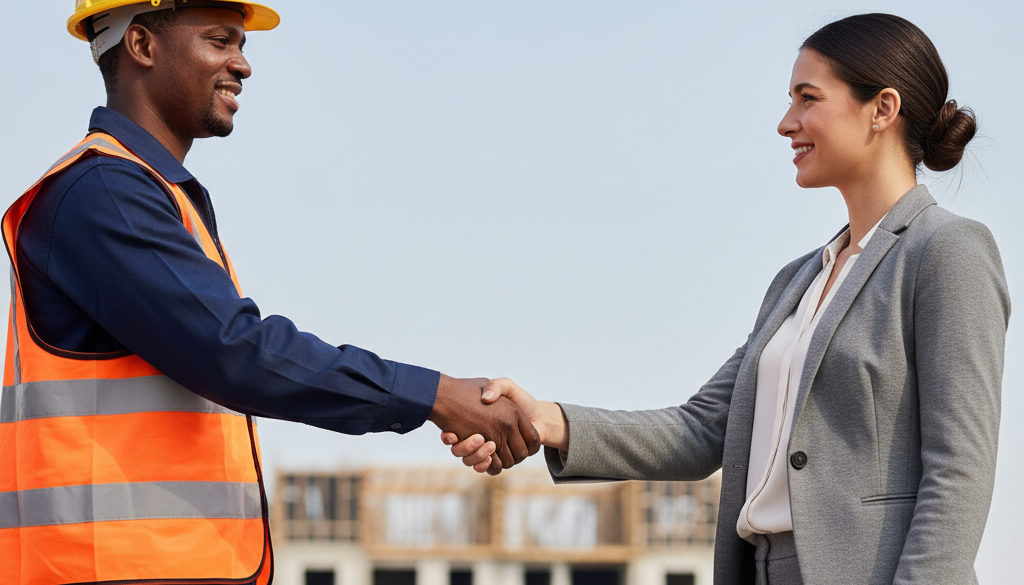 Poignée de main entre un manager et un consultant RH.