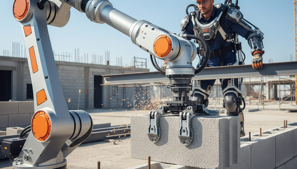 Robot d'aide à la manutention sur un chantier BTP.