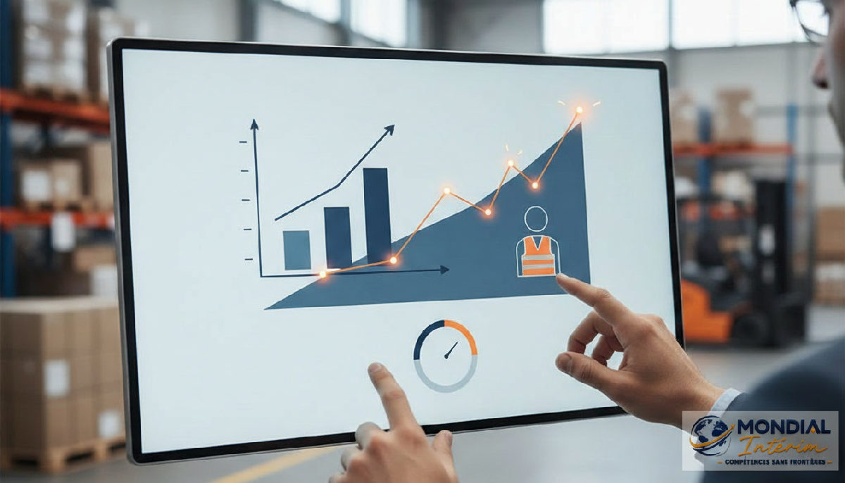 Tableau de bord montrant l'amélioration de la productivité logistique.