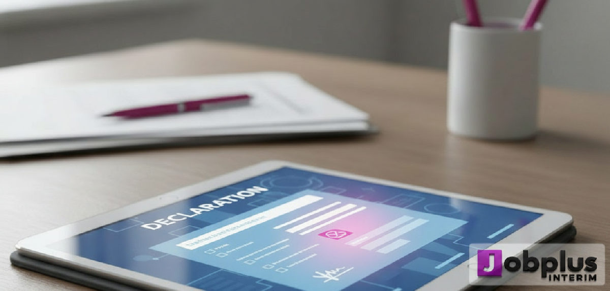 Tablette affichant une déclaration SIPSI, symbolisant la conformité légale.