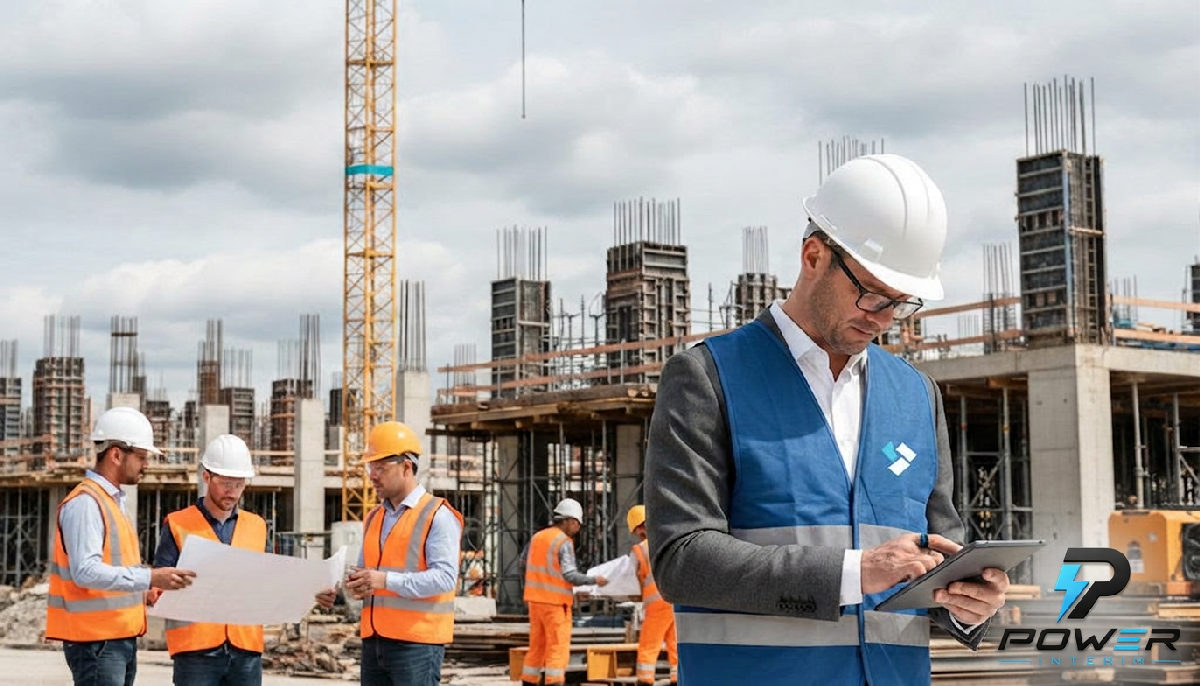 Inspecteur vérifiant la conformité sur un chantier français.