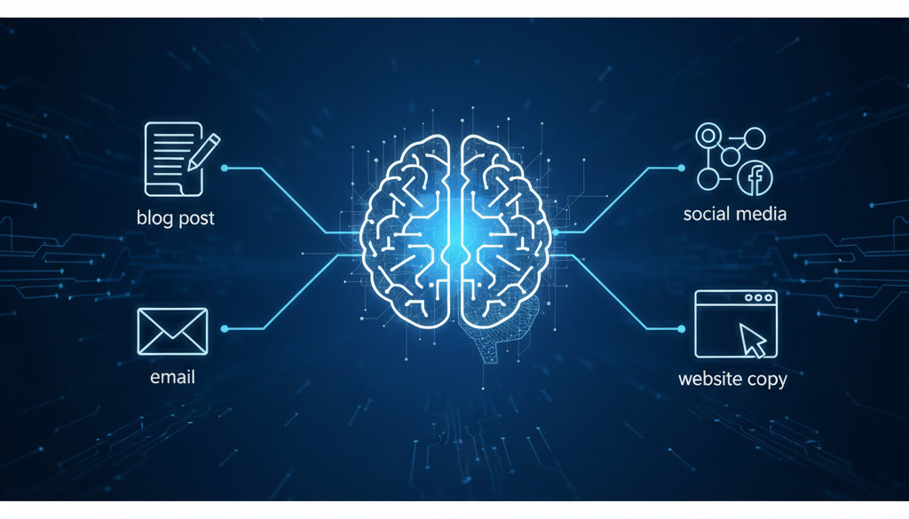 AI connects to various content types, revolutionizing SME content creation.