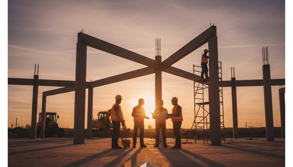 ouvriers roumains BTP – Ouvriers roumains travaillant sur un chantier de construction.