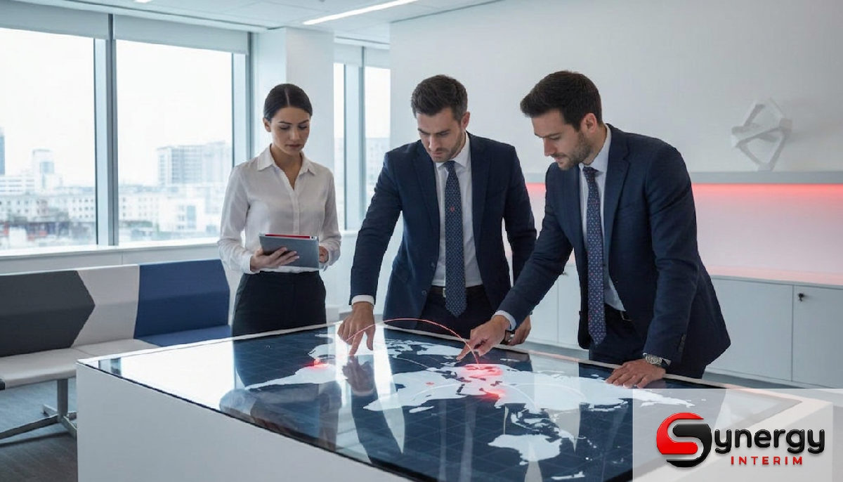 Optimiser le recrutement international : Le guide complet pour les entreprises françaises 1 recrutement international guide complet - Bureau moderne avec carte du monde pour recrutement international.