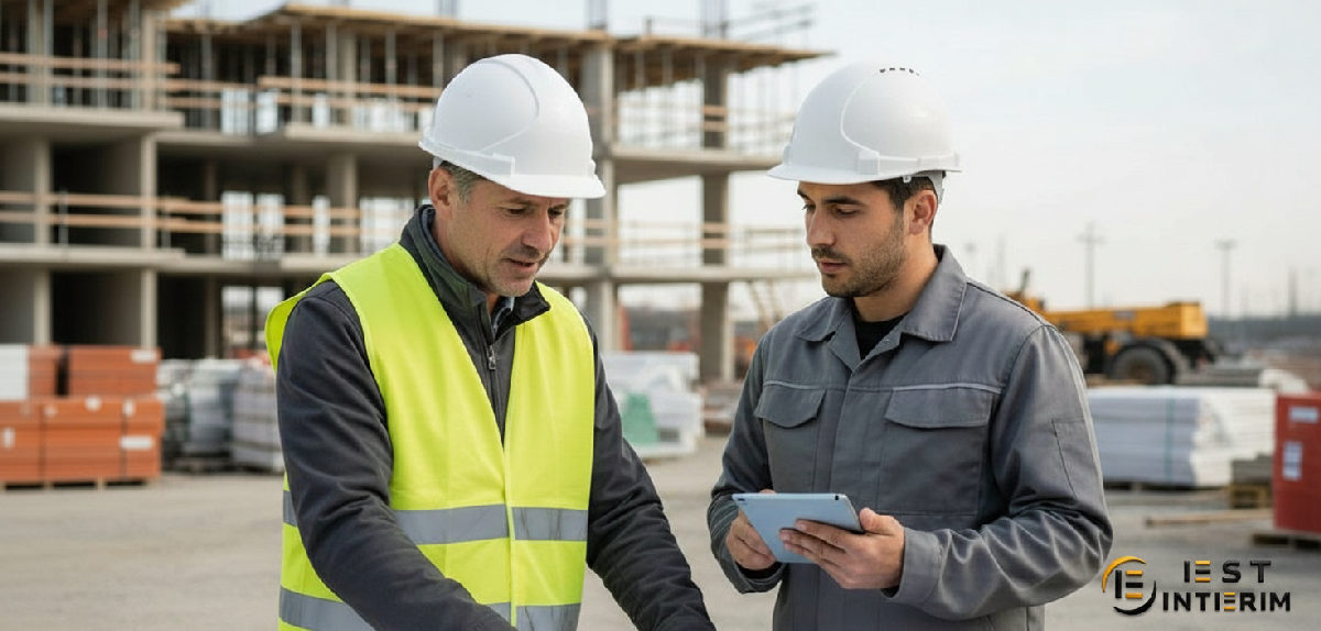 comment recruter intérimaire étranger en france - Chef de chantier et ouvrier étranger sur un chantier.