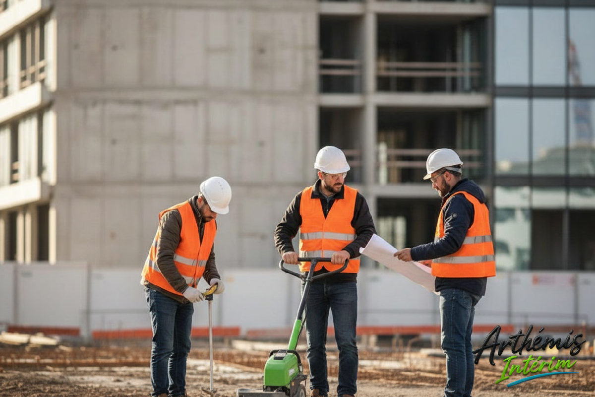 Ouvriers roumains qualifiés sur un chantier de construction en France.