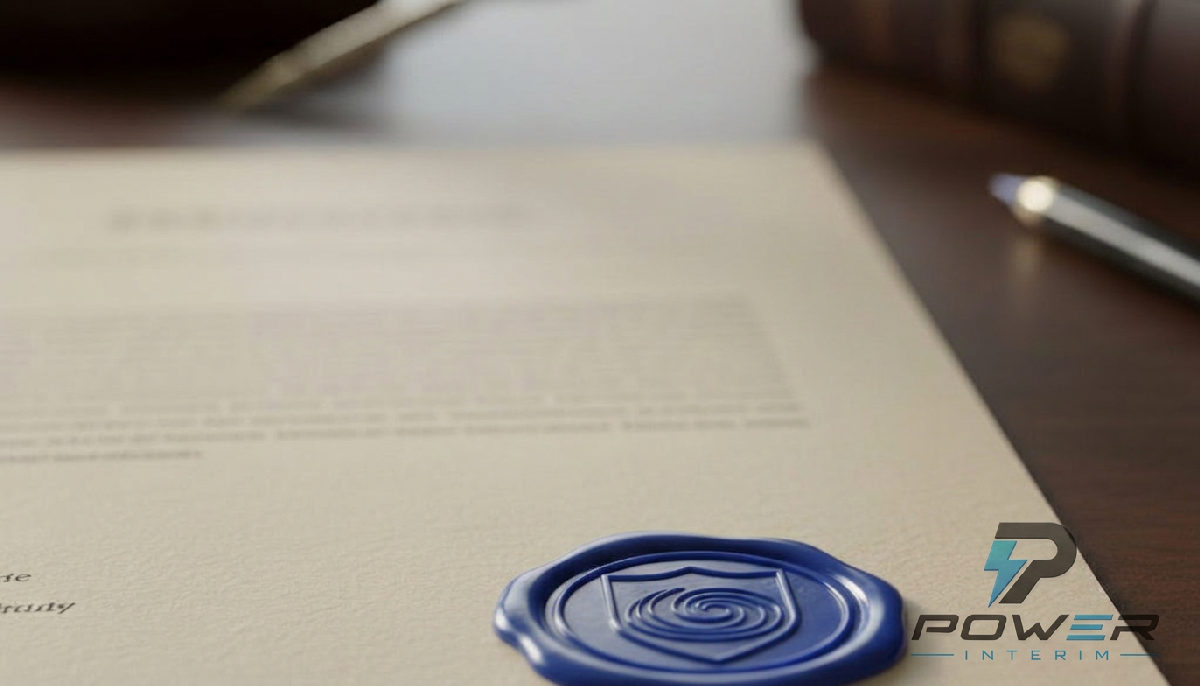 Document officiel de garantie financière avec sceau, symbolisant la conformité.