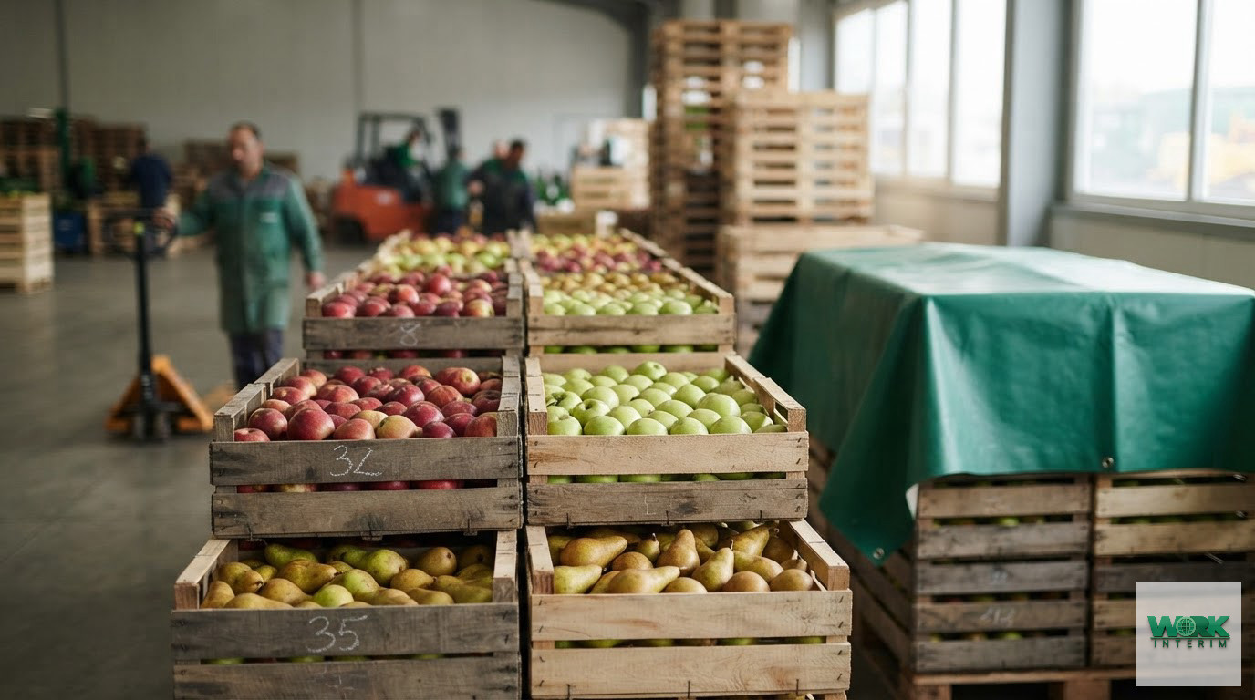 Caisses de fruits fraîchement récoltés prêtes pour l'expédition.