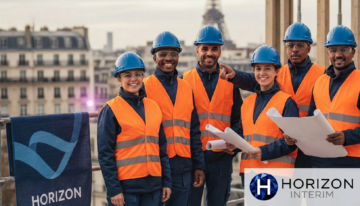 Équipe de construction en France, harmonie culturelle et intégration.