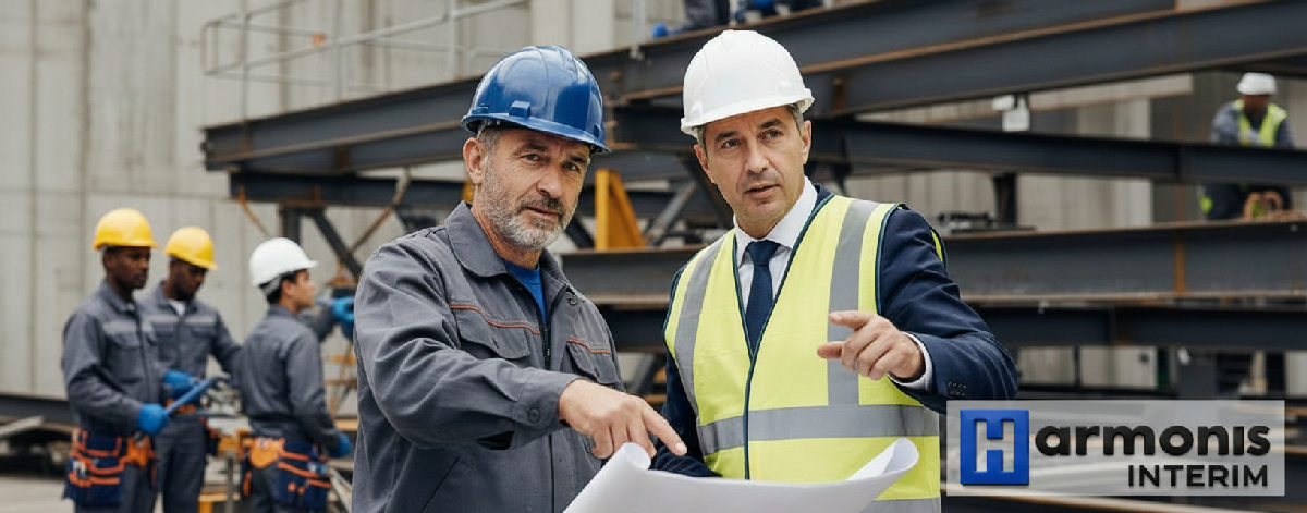 Équipe diverse de travailleurs sur un projet industriel en France.