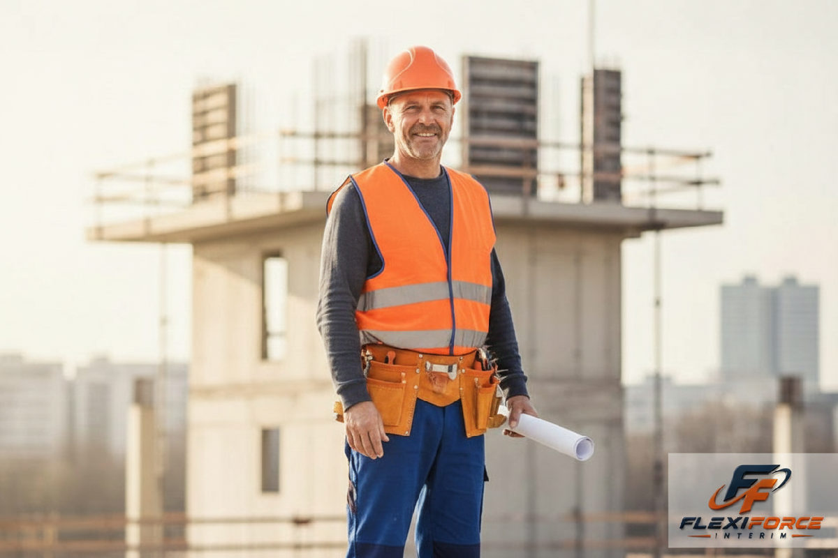 Ouvrier qualifié sur un chantier, symbole du détachement BTP.