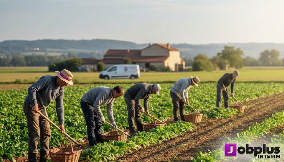 détachement travailleurs agriculture formalités - Des travailleurs agricoles récoltent des légumes dans un champ en France.