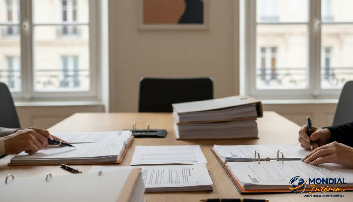 Bureau RH traitant des contrats pour travailleurs roumains en France.