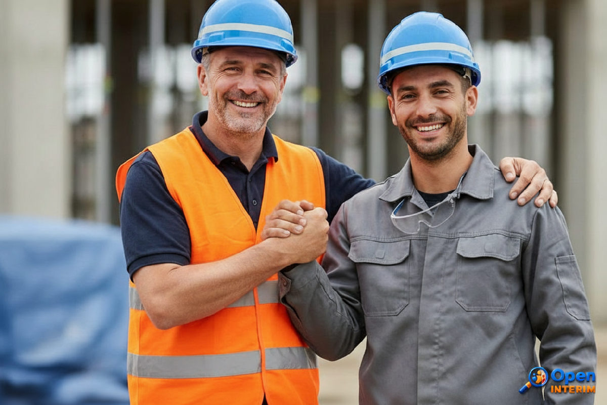 Collaboration entre chef de chantier français et chef d'équipe roumain.