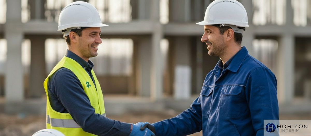 Partenariat réussi entre un chef de chantier et un ouvrier roumain.