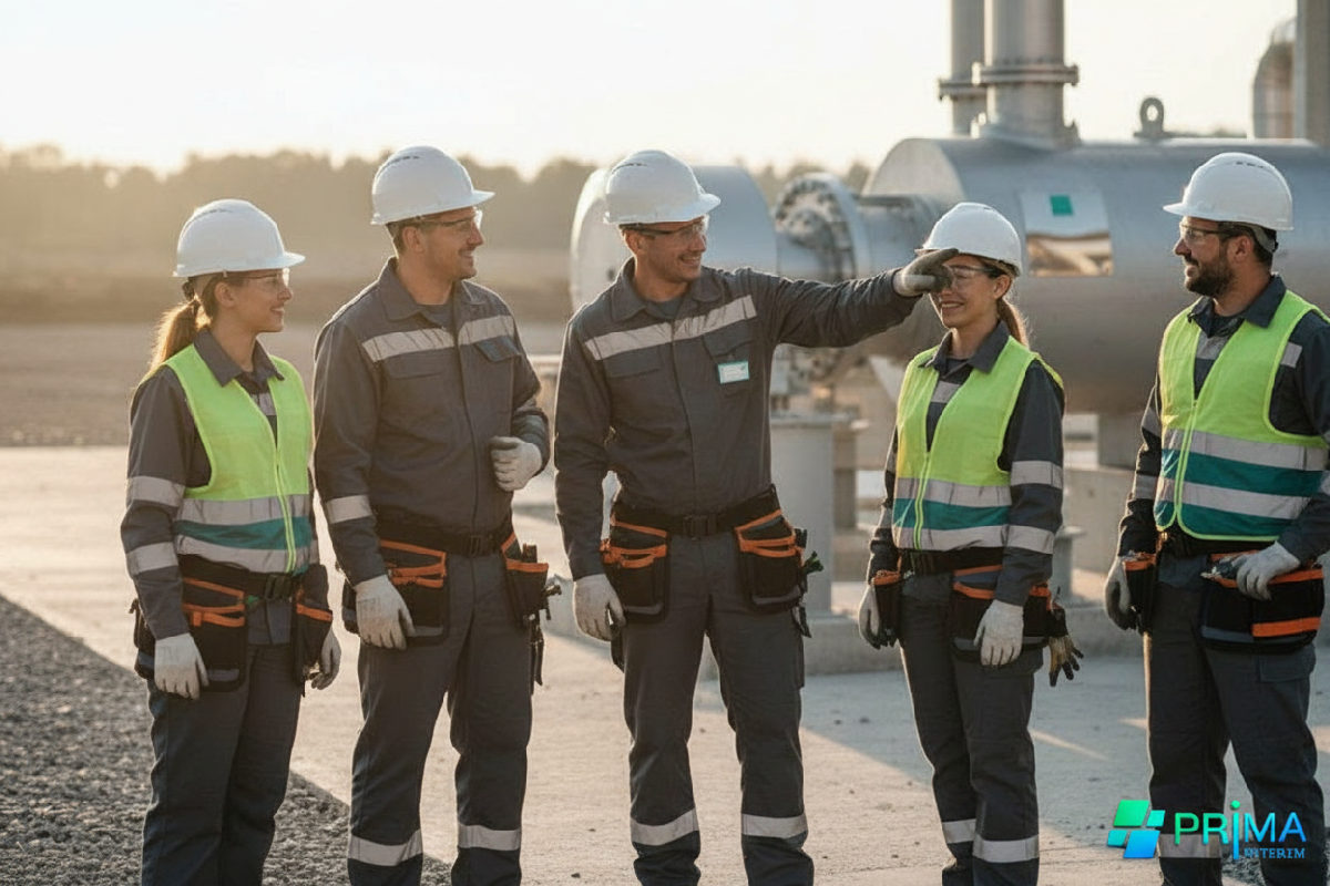 Travailleurs roumains qualifiés sur un site industriel.