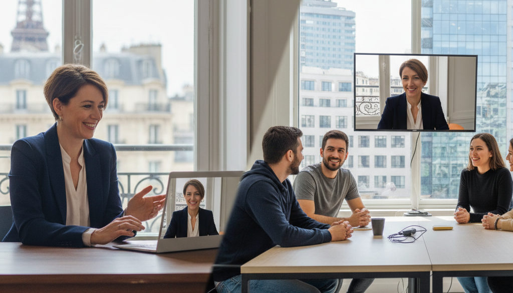 Collaboration entre un manager français et des développeurs roumains.