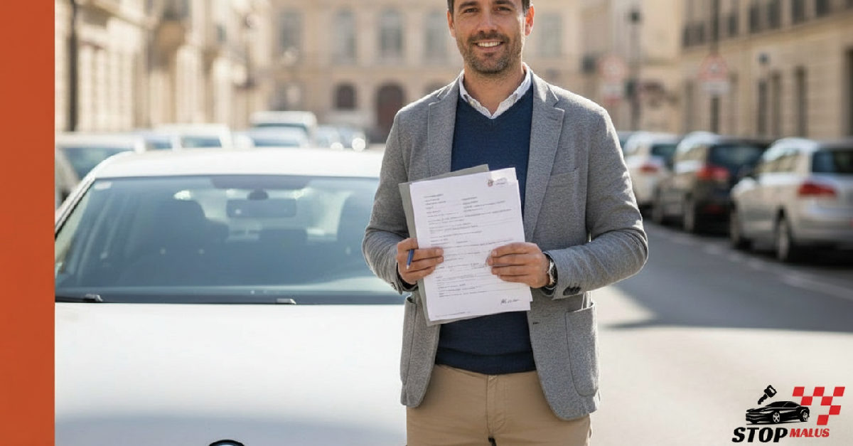 Vue rapprochée d'un certificat d'immatriculation de voiture.