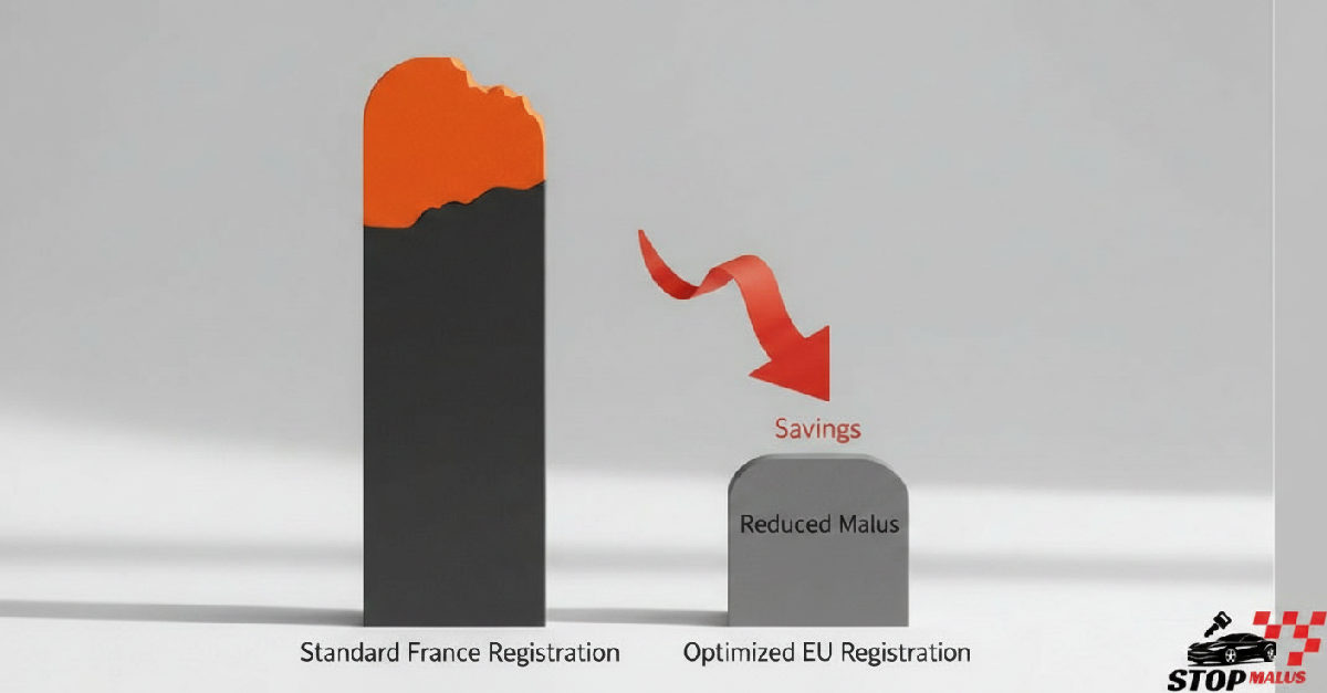 Graphique comparant le coût d'immatriculation standard et optimisé en UE.