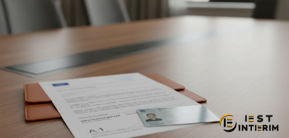 Formulaire A1 et carte d'identité roumaine sur une table.