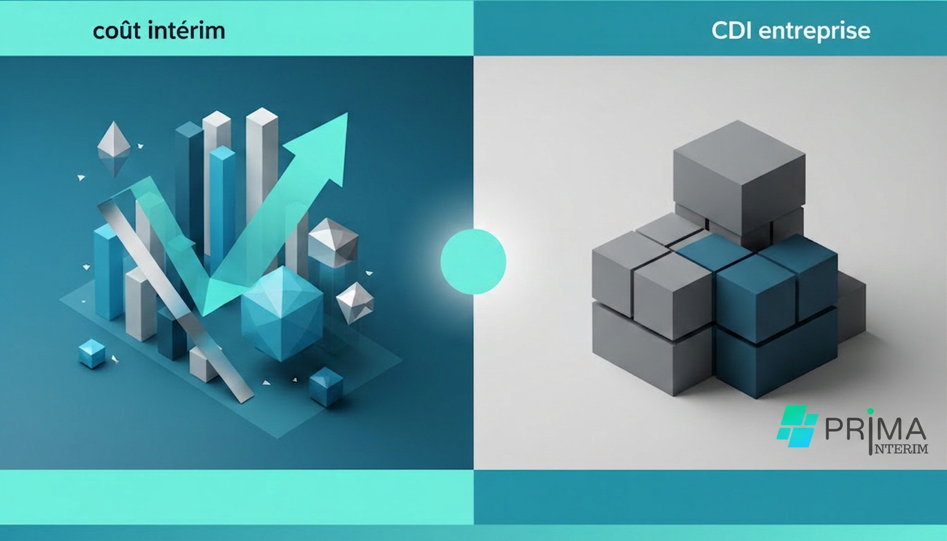 coût intérim vs cdi entreprise - Illustration comparant le coût d'un intérimaire et d'un employé en CDI.