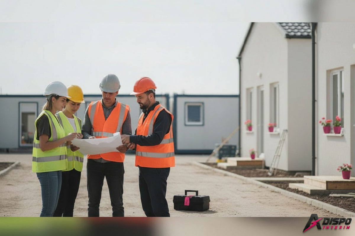 aide logement pour salariés roumains détachés - Travailleurs roumains qualifiés sur un chantier bien organisé.