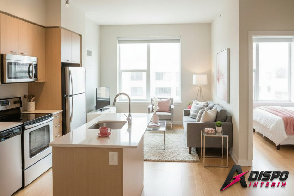 Intérieur d'appartement moderne et confortable pour salariés détachés.