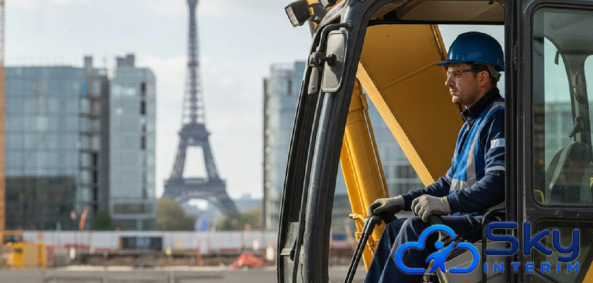 Ouvrier roumain qualifié travaillant sur un chantier en France.