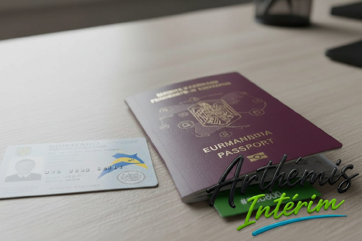Carte d'identité roumaine et passeport européen en gros plan.