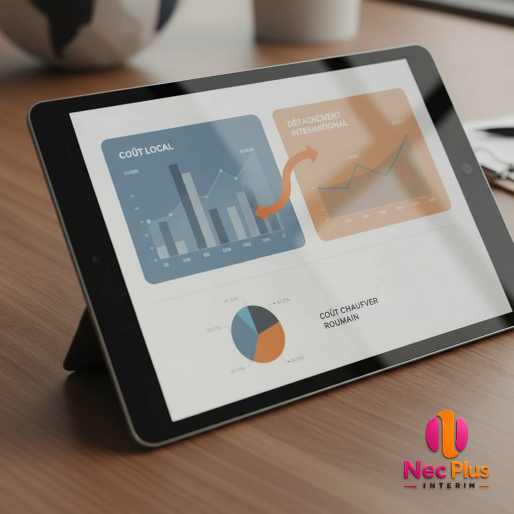 Tableau financier comparant les coûts de recrutement local et international.