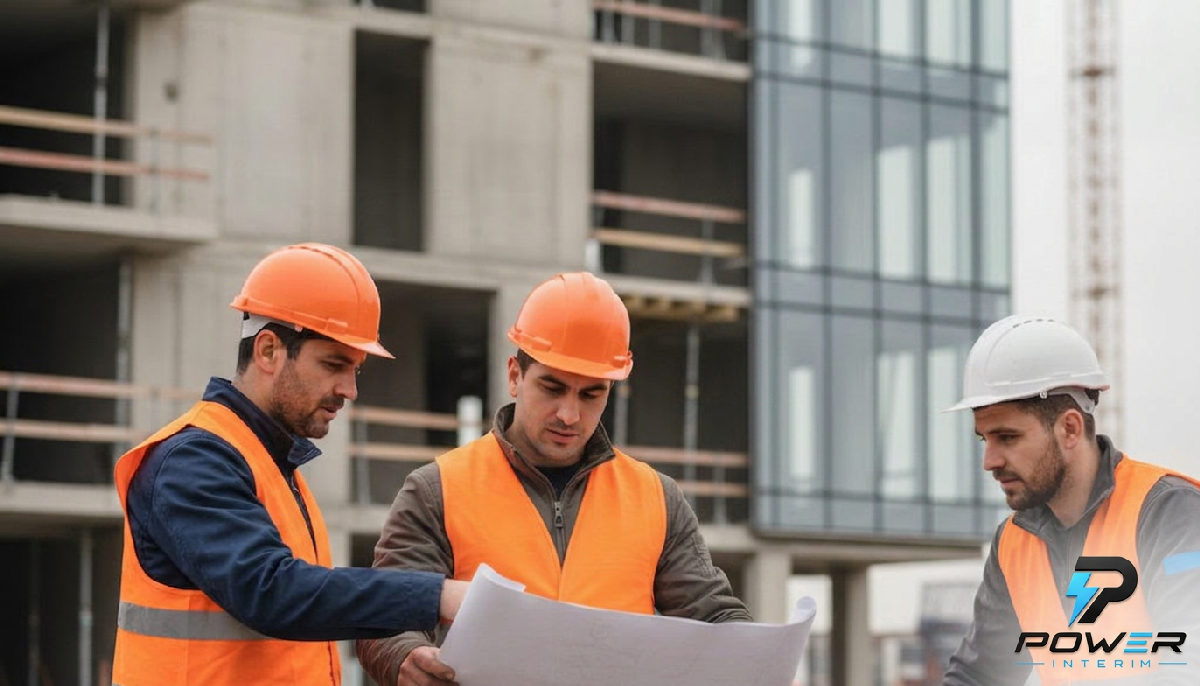 recrutement rapide ouvriers roumains - Ouvriers du bâtiment qualifiés sur un chantier moderne.