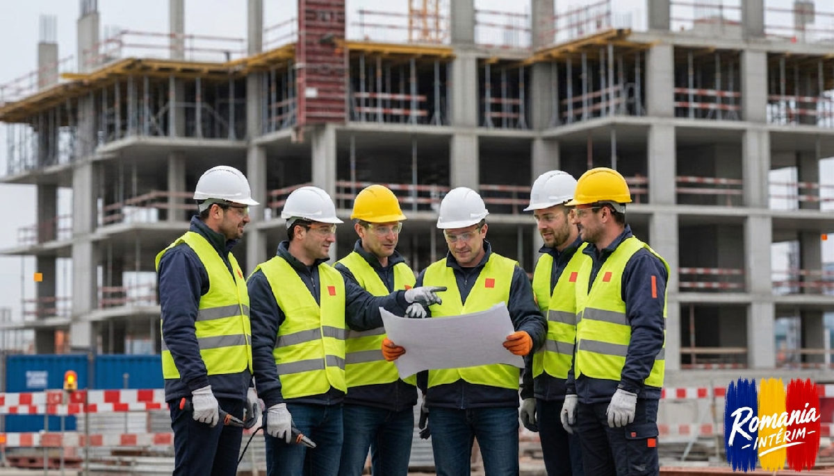 Travailleurs roumains qualifiés sur un chantier en France.