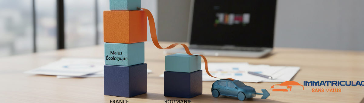 Graphique comparant les coûts d'immatriculation voiture France vs Roumanie.