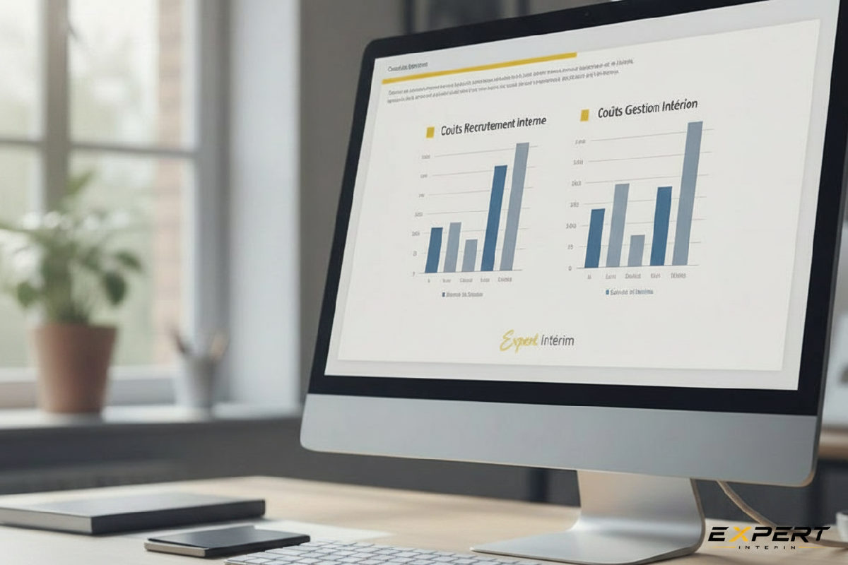 Comparaison des coûts: recrutement interne vs intérim sur écran.
