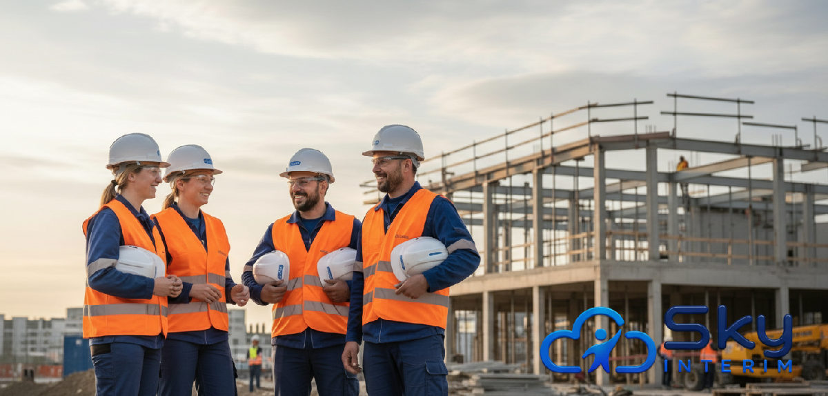 Travailleurs roumains sur un chantier français, conformité sociale assurée.