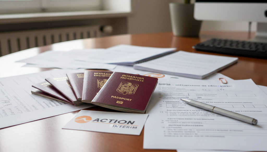 Documents administratifs pour le détachement de travailleurs roumains en France.