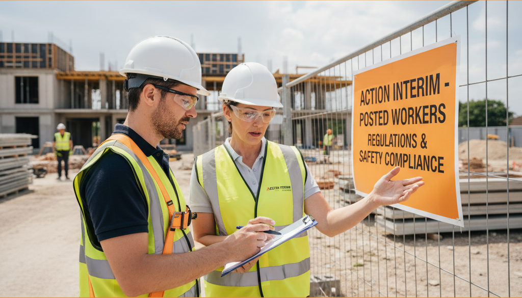 Contrôle d'un inspecteur sur un chantier pour travailleurs détachés.
