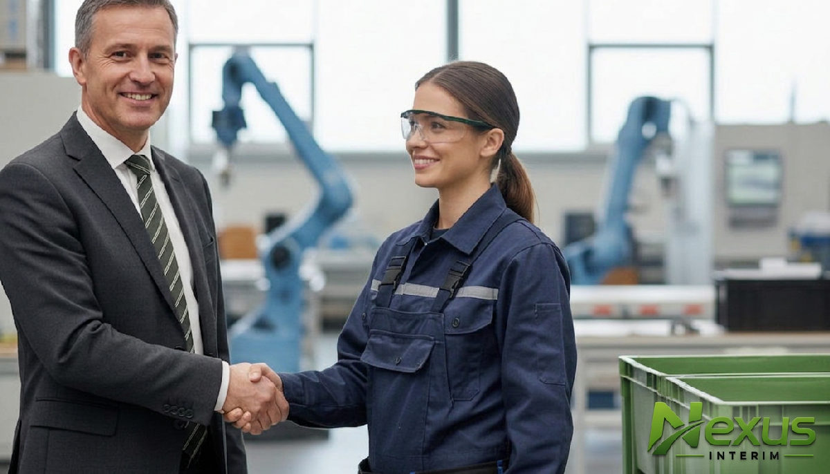 Manager et technicien célèbrent la fin de la pénurie de main-d'œuvre.