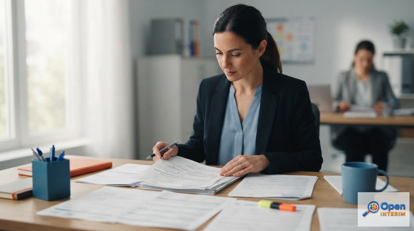 Gestionnaire examinant des documents administratifs et formulaires A1 pour salariés détachés.