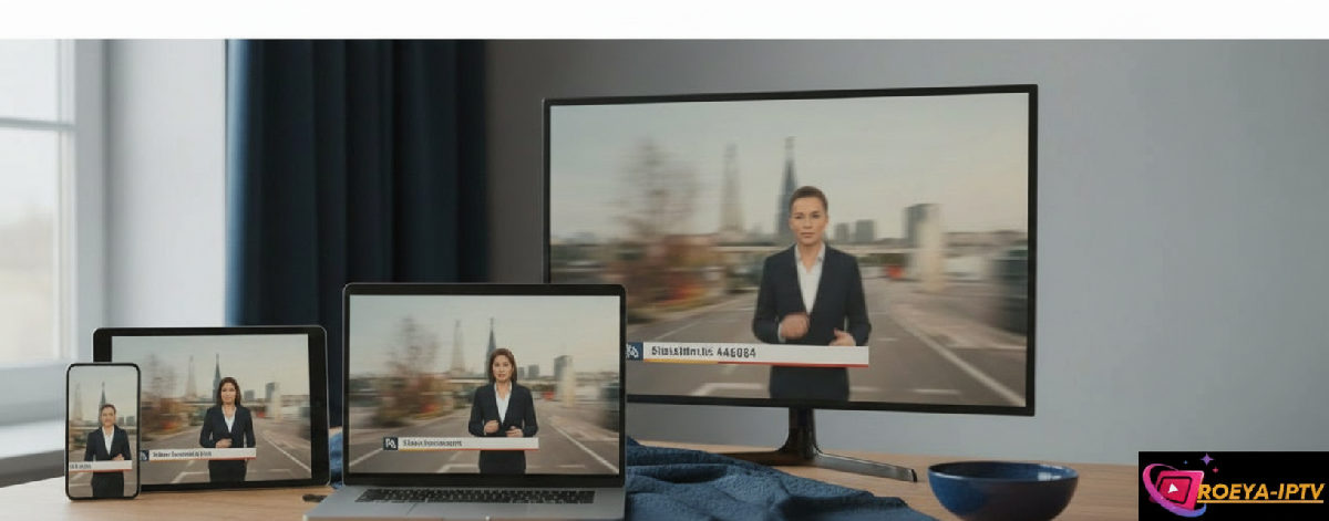 Roeya IPTV Package for Germans Living Abroad 3 Multiple devices simultaneously streaming a German news broadcast.