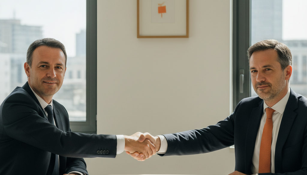 Signature d'un partenariat entre entreprise française et Nec Plus Intérim.